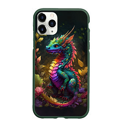 Чехол iPhone 11 Pro матовый Разноцветный дракончик в лесу