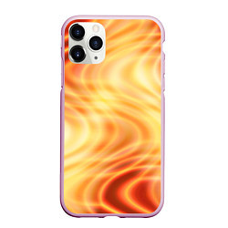 Чехол iPhone 11 Pro матовый Абстрактные оранжево-жёлтые солнечные волны, цвет: 3D-розовый