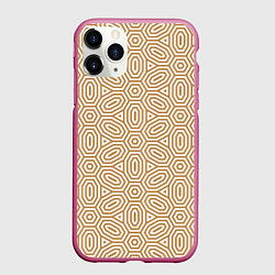 Чехол iPhone 11 Pro матовый Абстрактно-овально бежевый паттерн, цвет: 3D-малиновый
