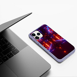 Чехол iPhone 11 Pro матовый Неоновые разнообразные абстрактные лучи, цвет: 3D-светло-сиреневый — фото 2