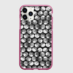 Чехол iPhone 11 Pro матовый Жестяные банки - вид сверху - паттерн, цвет: 3D-малиновый