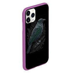 Чехол iPhone 11 Pro матовый Чёрный Ворон птица тёмная, цвет: 3D-фиолетовый — фото 2