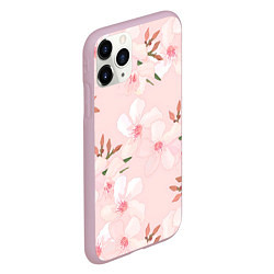 Чехол iPhone 11 Pro матовый Нежные лепестки, цвет: 3D-розовый — фото 2