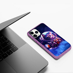 Чехол iPhone 11 Pro матовый Кот в космическом скафандре, цвет: 3D-фиолетовый — фото 2