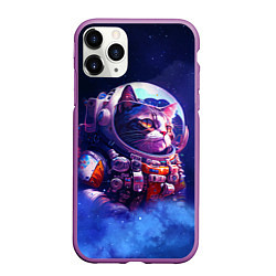 Чехол iPhone 11 Pro матовый Кот в космическом скафандре, цвет: 3D-фиолетовый