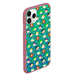 Чехол iPhone 11 Pro матовый Южный Парк - паттерн персонажи, цвет: 3D-малиновый — фото 2