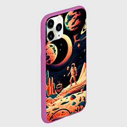 Чехол iPhone 11 Pro матовый Покорение космоса, цвет: 3D-фиолетовый — фото 2