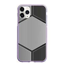 Чехол iPhone 11 Pro матовый Серебряные металлические пластины, цвет: 3D-светло-сиреневый