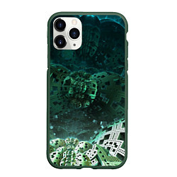 Чехол iPhone 11 Pro матовый Техно-металлическая конструкция, цвет: 3D-темно-зеленый