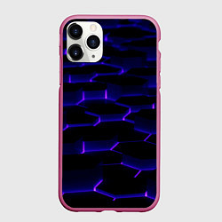 Чехол iPhone 11 Pro матовый Космическая неоновая плитка, цвет: 3D-малиновый