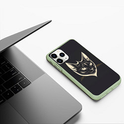 Чехол iPhone 11 Pro матовый Арт чёрной кошки, цвет: 3D-салатовый — фото 2