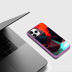 Чехол iPhone 11 Pro матовый Абстрактное стекло осколки, цвет: 3D-фиолетовый — фото 2