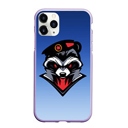 Чехол iPhone 11 Pro матовый Морпех-енот, цвет: 3D-светло-сиреневый