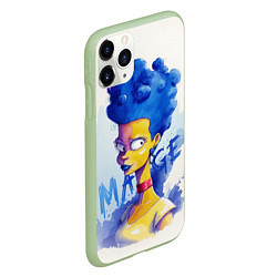 Чехол iPhone 11 Pro матовый Акварельная Мардж Симпсон, цвет: 3D-салатовый — фото 2