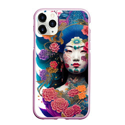 Чехол iPhone 11 Pro матовый Japan style - tattoo - art, цвет: 3D-розовый