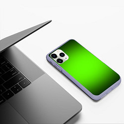 Чехол iPhone 11 Pro матовый Кислотный зеленый с градиентом, цвет: 3D-светло-сиреневый — фото 2