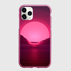 Чехол iPhone 11 Pro матовый Неоновый закат, цвет: 3D-малиновый