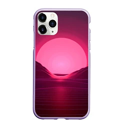 Чехол iPhone 11 Pro матовый Неоновый закат, цвет: 3D-светло-сиреневый