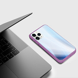 Чехол iPhone 11 Pro матовый Светлые синие и голубые волны, цвет: 3D-фиолетовый — фото 2