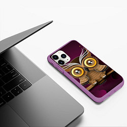 Чехол iPhone 11 Pro матовый Сова на фиолетовом фоне, цвет: 3D-фиолетовый — фото 2