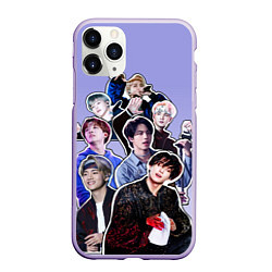 Чехол iPhone 11 Pro матовый Айдолы бтс стикеры, цвет: 3D-светло-сиреневый
