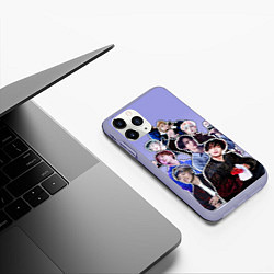 Чехол iPhone 11 Pro матовый Айдолы бтс стикеры, цвет: 3D-светло-сиреневый — фото 2