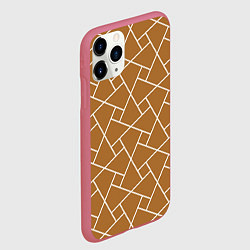 Чехол iPhone 11 Pro матовый Абстрактный оранжевый фон и белые ломанные линии, цвет: 3D-малиновый — фото 2