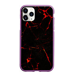 Чехол iPhone 11 Pro матовый Прожилки магмы, цвет: 3D-фиолетовый