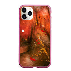 Чехол iPhone 11 Pro матовый Абстрактный красный туман и краски, цвет: 3D-малиновый