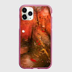 Чехол iPhone 11 Pro матовый Абстрактный красный туман и краски