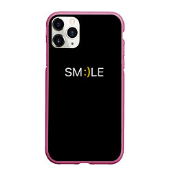 Чехол iPhone 11 Pro матовый Надпись smile, цвет: 3D-малиновый
