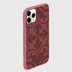 Чехол iPhone 11 Pro матовый Красивые узоры на красном, цвет: 3D-малиновый — фото 2