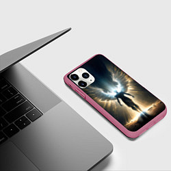 Чехол iPhone 11 Pro матовый Парящий мужчина ангел, цвет: 3D-малиновый — фото 2