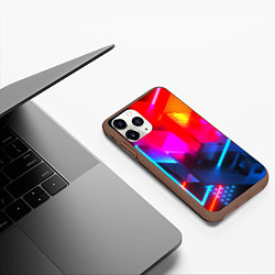 Чехол iPhone 11 Pro матовый Neon stripes color, цвет: 3D-коричневый — фото 2