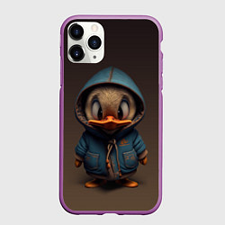 Чехол iPhone 11 Pro матовый Утёнок в капюшоне, цвет: 3D-фиолетовый