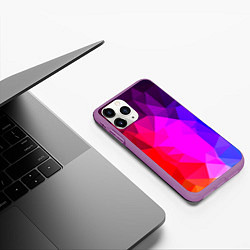 Чехол iPhone 11 Pro матовый Битва градиентов неон, цвет: 3D-фиолетовый — фото 2