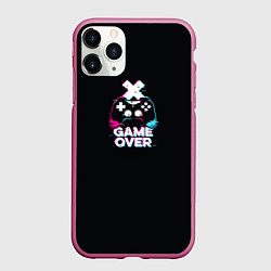 Чехол iPhone 11 Pro матовый Надпись game over, цвет: 3D-малиновый