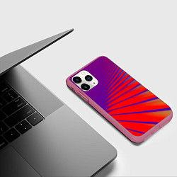 Чехол iPhone 11 Pro матовый Неоновые полосы абстракция, цвет: 3D-малиновый — фото 2