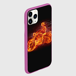 Чехол iPhone 11 Pro матовый Скорость байкера на максималках, цвет: 3D-фиолетовый — фото 2