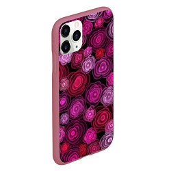 Чехол iPhone 11 Pro матовый Неоновые розы на черном фоне, цвет: 3D-малиновый — фото 2