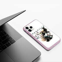 Чехол iPhone 11 Pro матовый Магнолия - акварельный стиль, цвет: 3D-розовый — фото 2