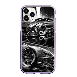 Чехол iPhone 11 Pro матовый Мустанг night knight, цвет: 3D-светло-сиреневый