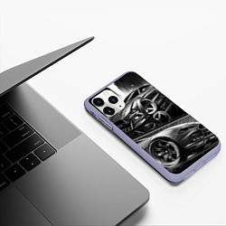 Чехол iPhone 11 Pro матовый Мустанг night knight, цвет: 3D-светло-сиреневый — фото 2