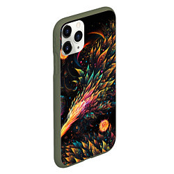 Чехол iPhone 11 Pro матовый Абстрактные радужные перья, цвет: 3D-темно-зеленый — фото 2