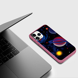 Чехол iPhone 11 Pro матовый Планеты, цвет: 3D-малиновый — фото 2
