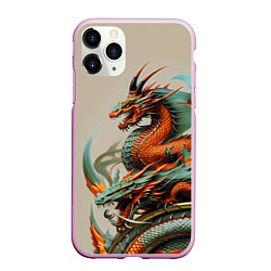 Чехол iPhone 11 Pro матовый Japan dragon - irezumi, цвет: 3D-розовый