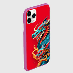 Чехол iPhone 11 Pro матовый Japanese dragon - irezumi, цвет: 3D-фиолетовый — фото 2