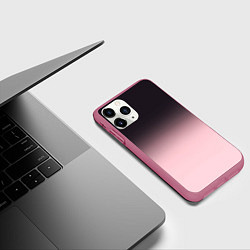 Чехол iPhone 11 Pro матовый Градиент: от черного к розовому, цвет: 3D-малиновый — фото 2