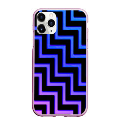 Чехол iPhone 11 Pro матовый Неоновый лабиринт градиент, цвет: 3D-розовый
