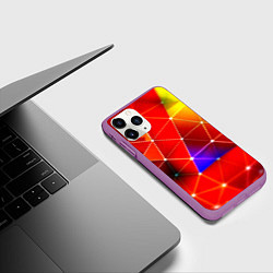 Чехол iPhone 11 Pro матовый Digital triangle abstract, цвет: 3D-фиолетовый — фото 2